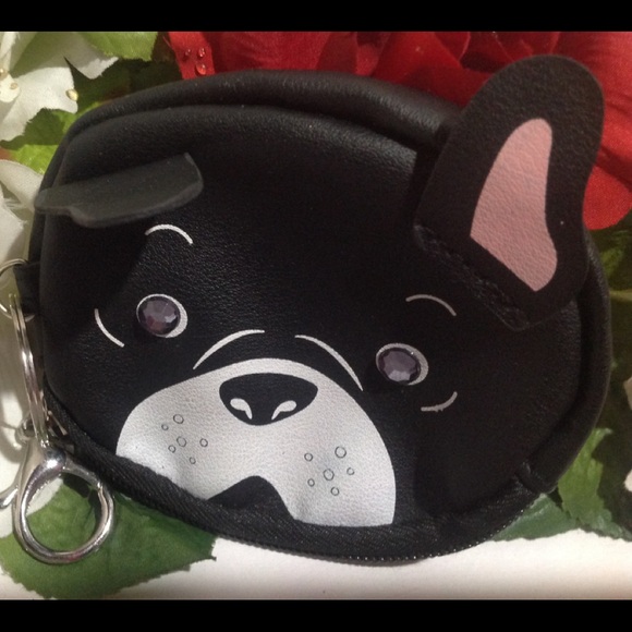 Frenchie Keyring Coin Purse Black Bulldog Face - Picture 6 of 12